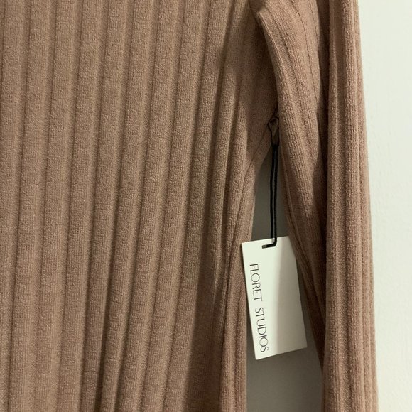 NWT Floret Studios Twist Back Long Sleeve Ribbed Sweater Dress, Mocha, Sz Medium - Picture 10 of 14